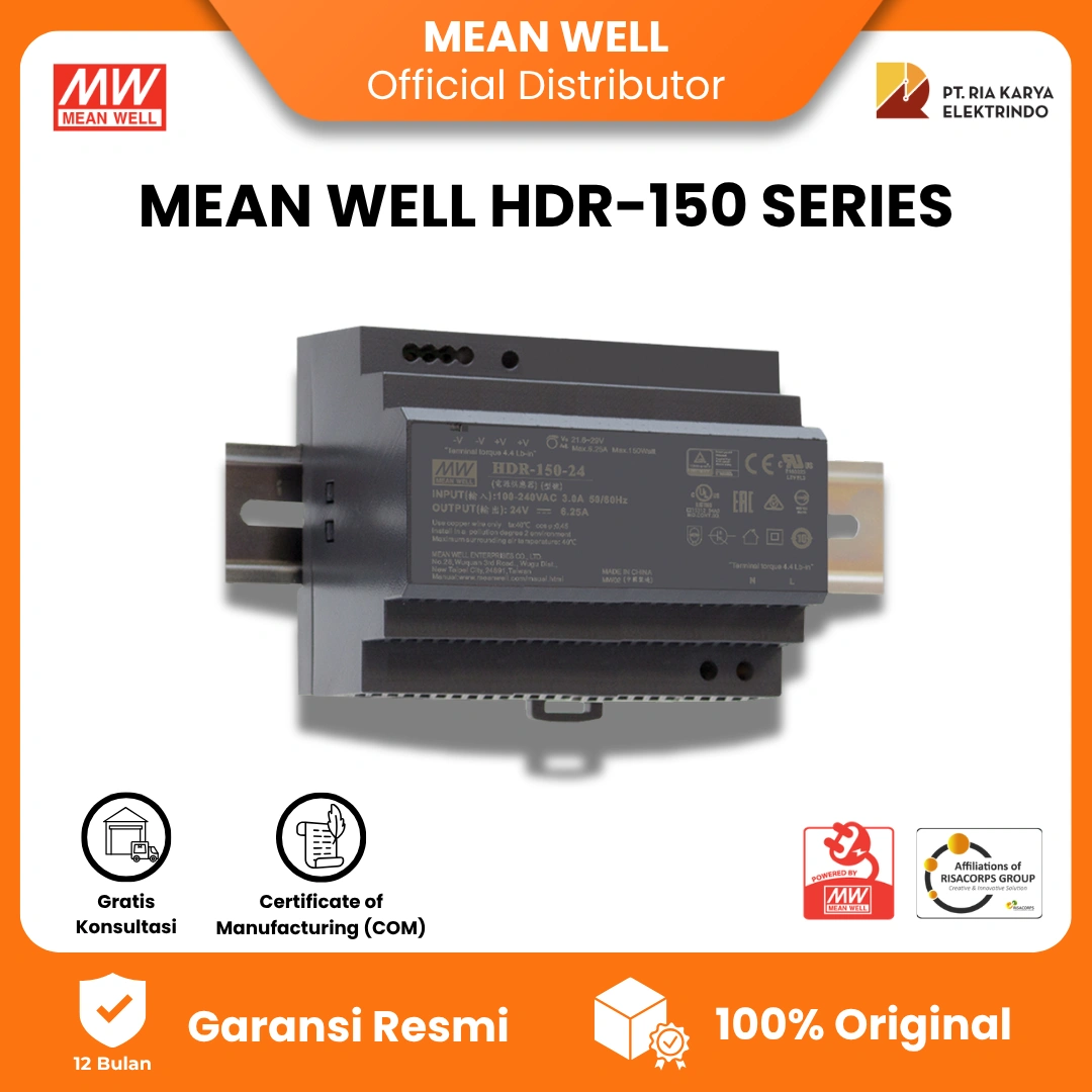 Mean Well HDR-150 Series Ultra Slim Step Shape DIN Rail Power Supply 1 Mean Well HDR-150 Series Ultra Slim Step Shape DIN Rail Power Supply