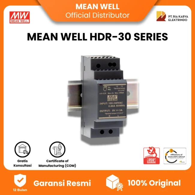 Mean Well HDR-30 Series Ultra Slim Step Shape DIN Rail Power Supply
