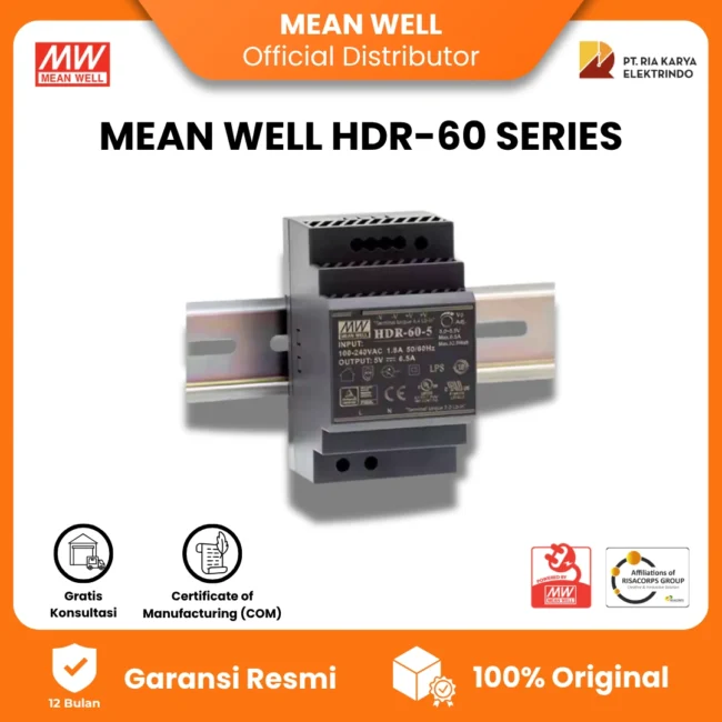 Mean Well HDR-60 Series Ultra Slim Step Shape DIN Rail Power Supply